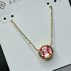Kendra Scott Gold Necklace with Red and White Pendant